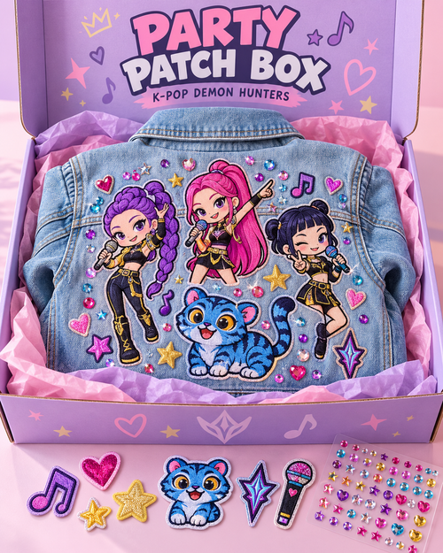 K-Pop Demon Hunters Children’s Denim Jacket Patch & Gem DIY Kit