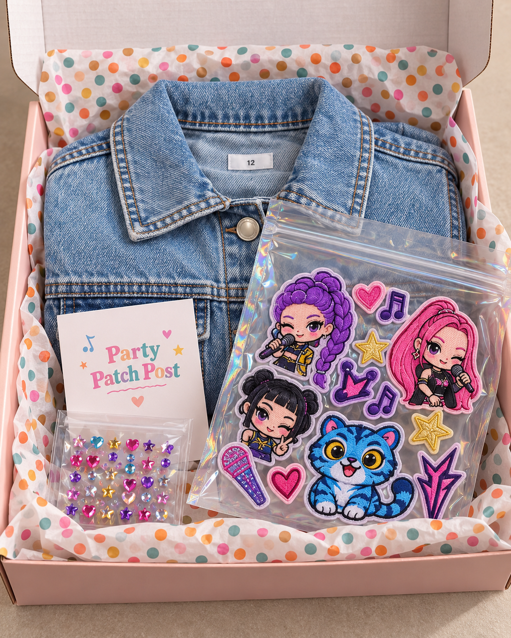 K-Pop Demon Hunters Children’s Denim Jacket Patch & Gem DIY Kit