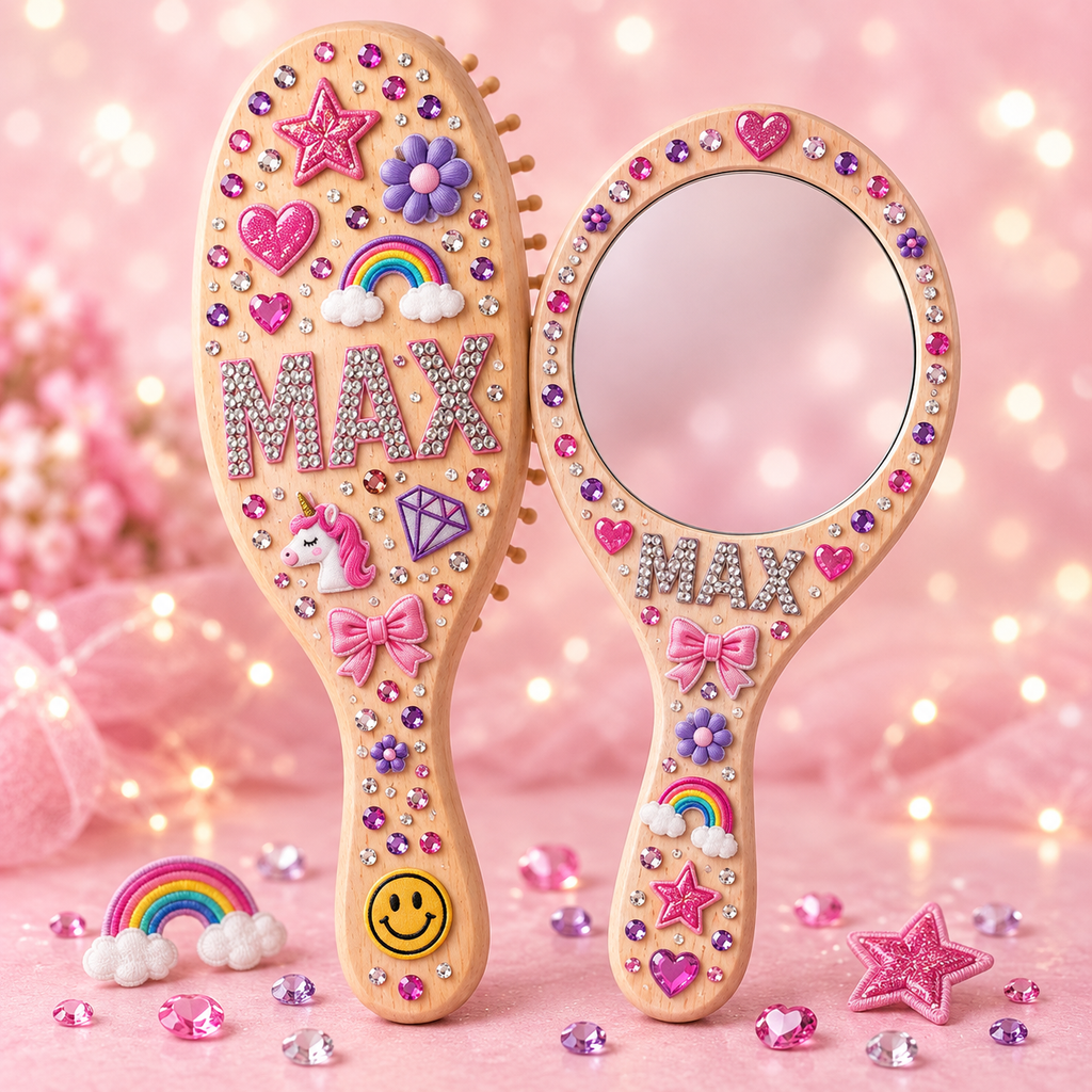 Create your own Mirror & Mini Wooden Hair Brush Kit